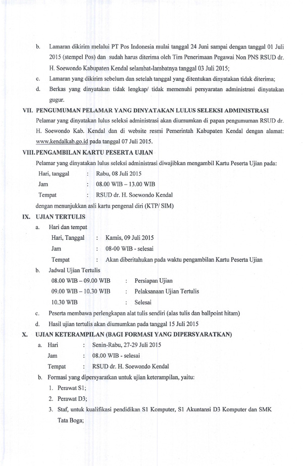 REKRUTMEN PEGAWAI NON PNS RSUD dr. H. SOEWONDO KENDAL TAHUN 2015.