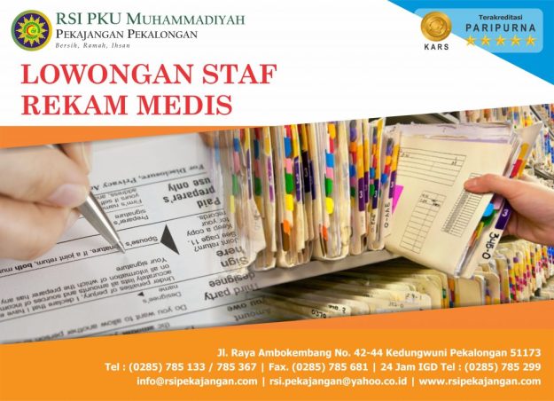 Lowongan Pekerjaan Bagian Rekam Medis di  RSI PKU Muhammadiyah Pekajangan